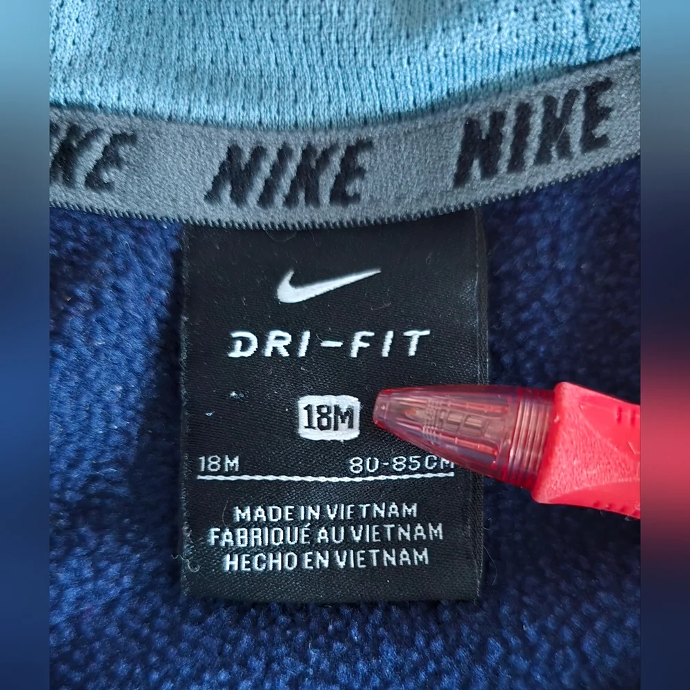 Nike‎ Dri-FIT 18 Months Baby Full Zip Hoodie Blue
